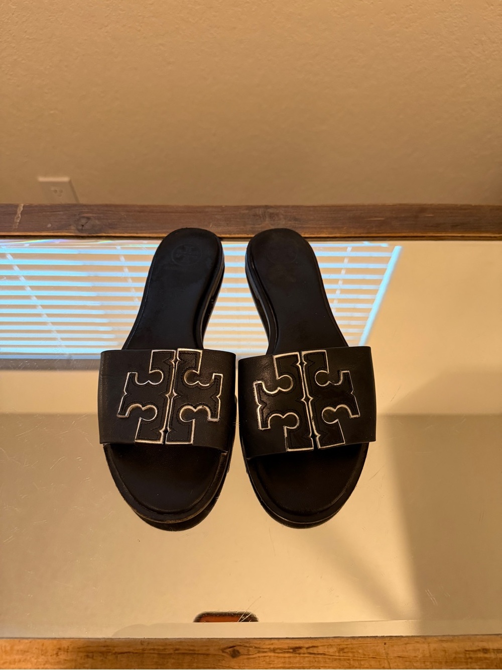Tory Burch Black Logo Slide Sandals